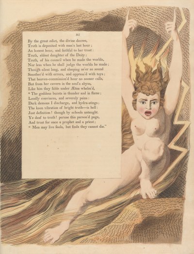 Pensieri Notturni di Young, Pagina 95, La dea esplode in tuono e fiamma da William Blake